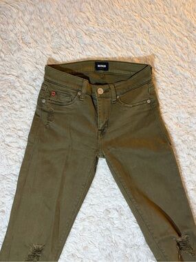 Hudson Olive Green Distressed Skinny Jeans